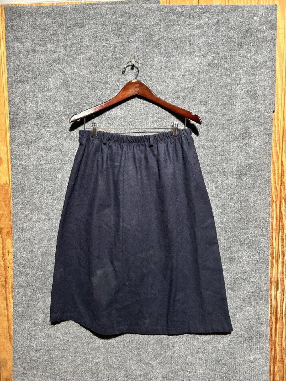 Vintage New Attitude Skirt Womens Large Blue Twill A-Line Midi Elastic Waist